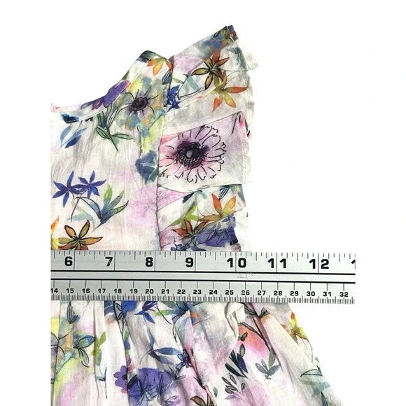 Tutu Du Monde Eden Dress Girls 3-6 Months Watercolor Summer Floral Lined Ruffled - Picture 3 of 16